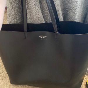 Large Black Victoria’s Secret Faux Leather Tote Bag
